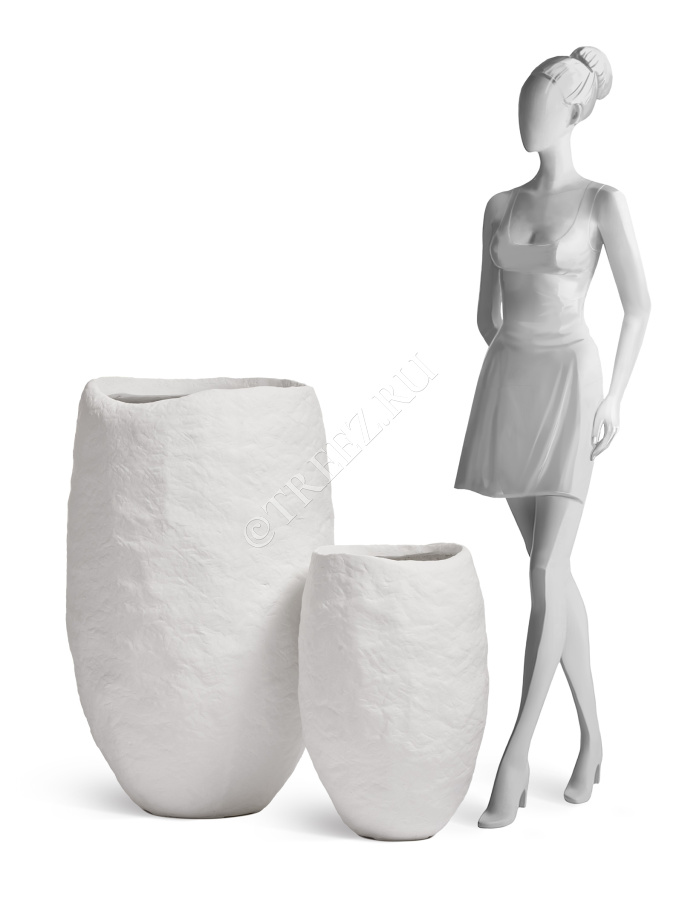 Кашпо TREEZ Effectory - Organic - Высокая чаша - Белый камень фото