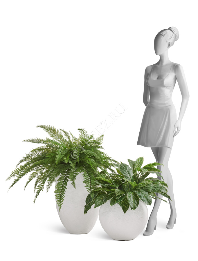 Кашпо TREEZ Effectory - Organic - Высокая чаша - Белый камень фото