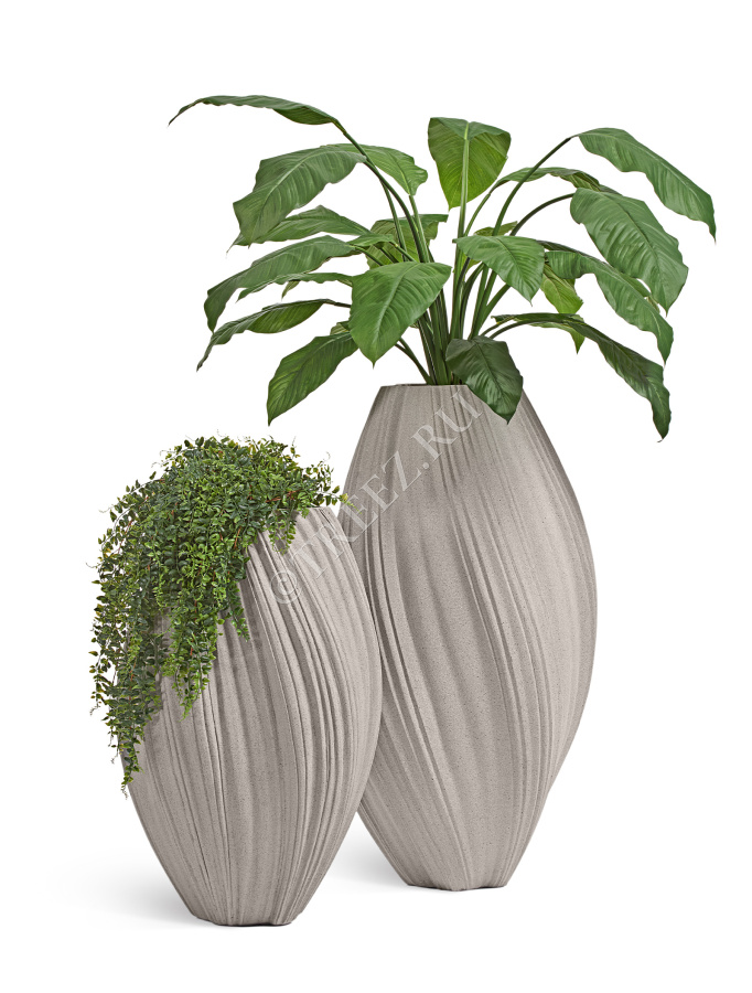 Кашпо TREEZ Effectory - Dune - Высокая Design-ваза - Белый песок фото