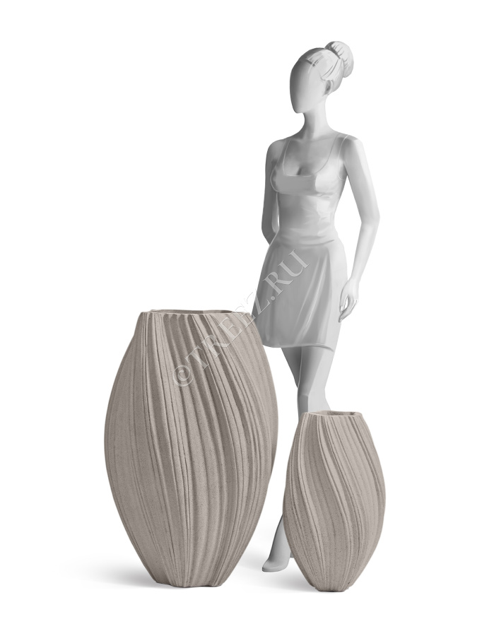 Кашпо TREEZ Effectory - Dune - Высокая Design-ваза - Белый песок фото