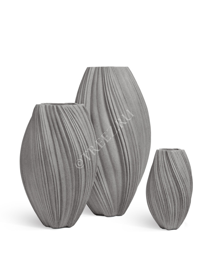 Кашпо TREEZ Effectory - Dune - Высокая Design-ваза - Дымчато-серый песок фото
