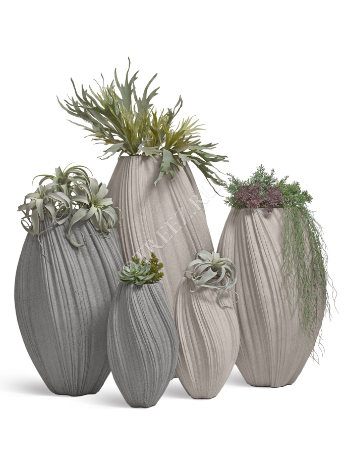 Кашпо TREEZ Effectory - Dune - Высокая Design-ваза - Дымчато-серый песок фото