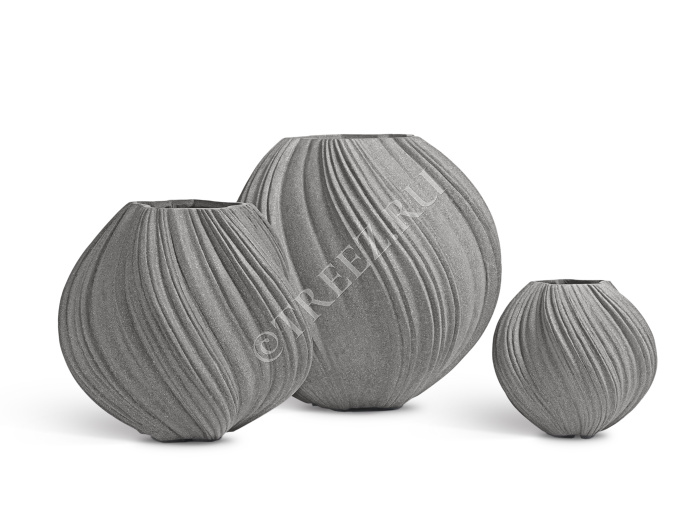 Кашпо TREEZ Effectory - Dune -  Сферическая Design-ваза - Дымчато-серый песок фото