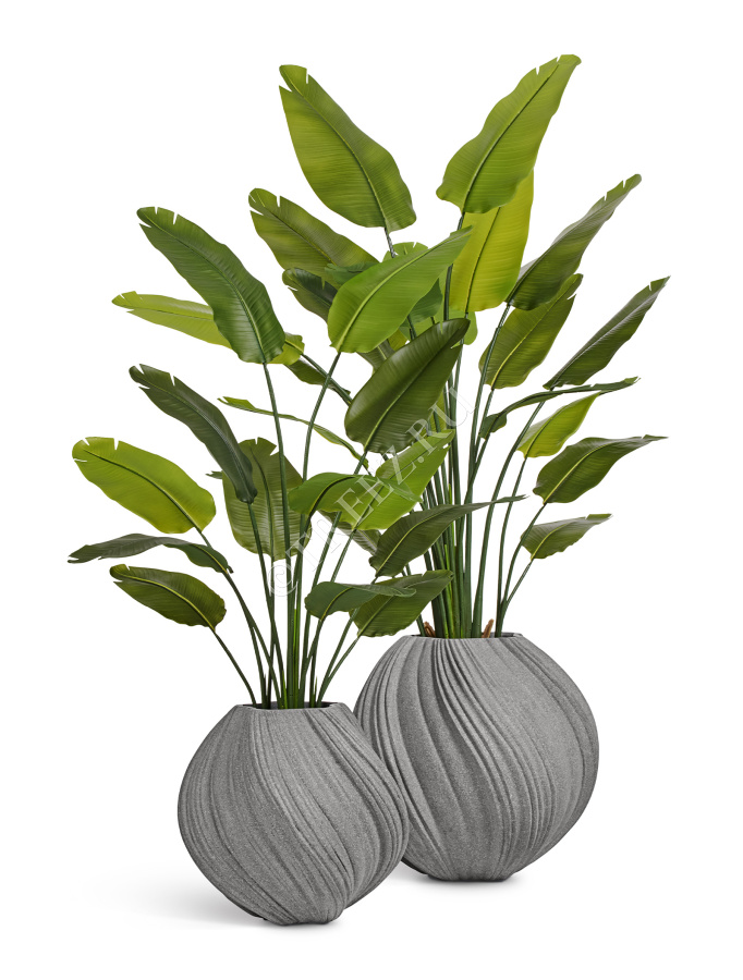 Кашпо TREEZ Effectory - Dune -  Сферическая Design-ваза - Дымчато-серый песок фото