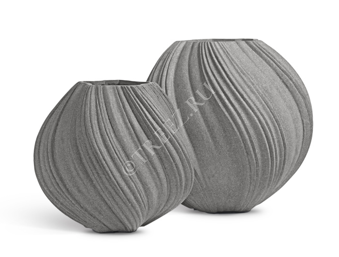 Кашпо TREEZ Effectory - Dune -  Сферическая Design-ваза - Дымчато-серый песок фото