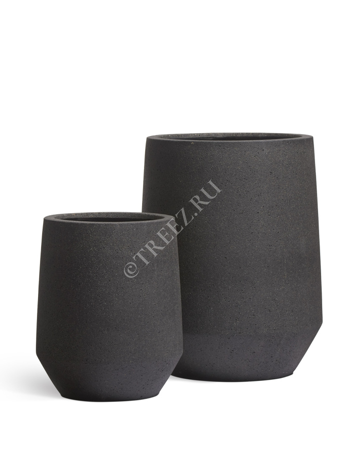 Кашпо TREEZ ERGO - Hard Rock - Высокая трапециевидная чаша - Чёрный песок фото