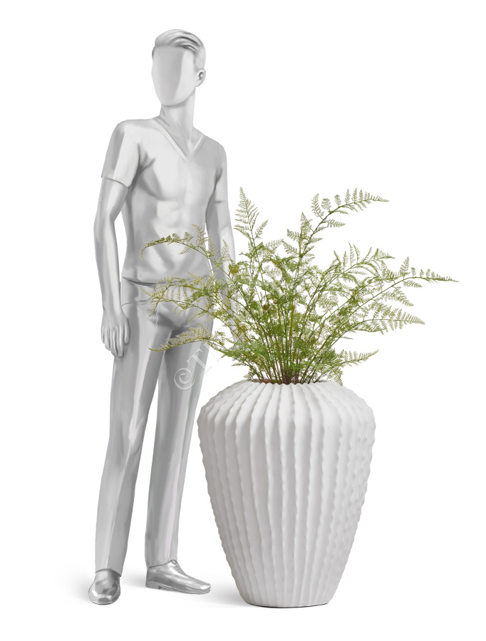 Кашпо TREEZ Effectory - Moho - Высокая Design-ваза - Белый камень фото