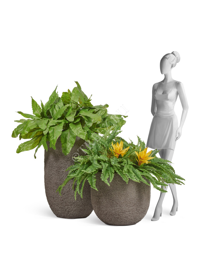 Кашпо TREEZ Effectory - Terra - Чаша classic - Серый беж фото