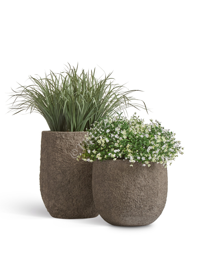 Кашпо TREEZ Effectory - Terra - Чаша middle - Серый беж фото