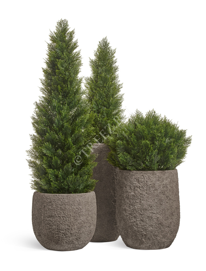 Кашпо TREEZ Effectory - Terra - Чаша middle - Серый беж фото