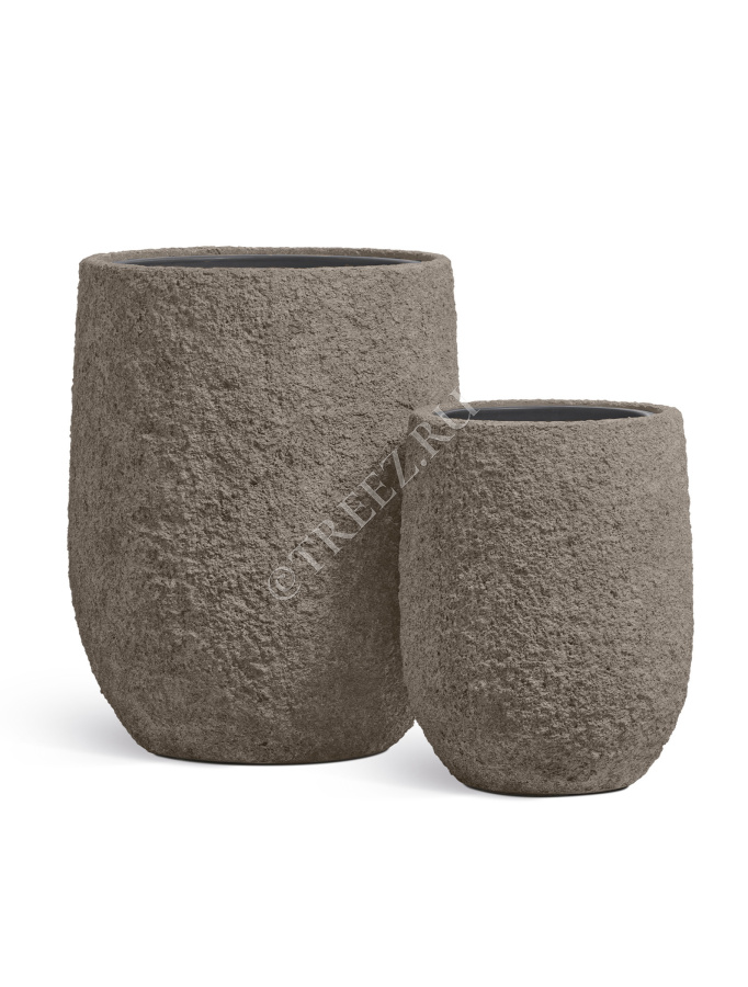 Кашпо TREEZ Effectory - Terra - Чаша middle - Серый беж фото