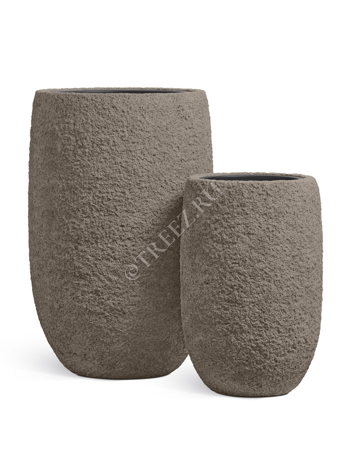 Кашпо TREEZ Effectory - Terra- Высокая чаша - Серый беж фото