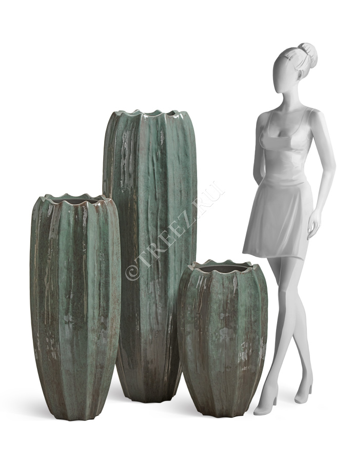 Кашпо TREEZ Effectory - Aura - Высокая Кашпо-ваза - Изумрудный лак фото
