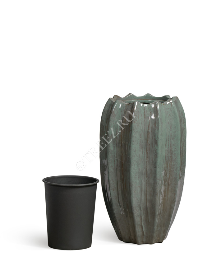 Кашпо TREEZ Effectory - Aura - Высокая Кашпо-ваза - Изумрудный лак фото