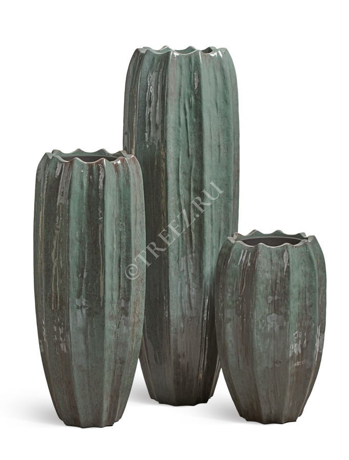 Кашпо TREEZ Effectory - Aura - Высокая Кашпо-ваза - Изумрудный лак фото