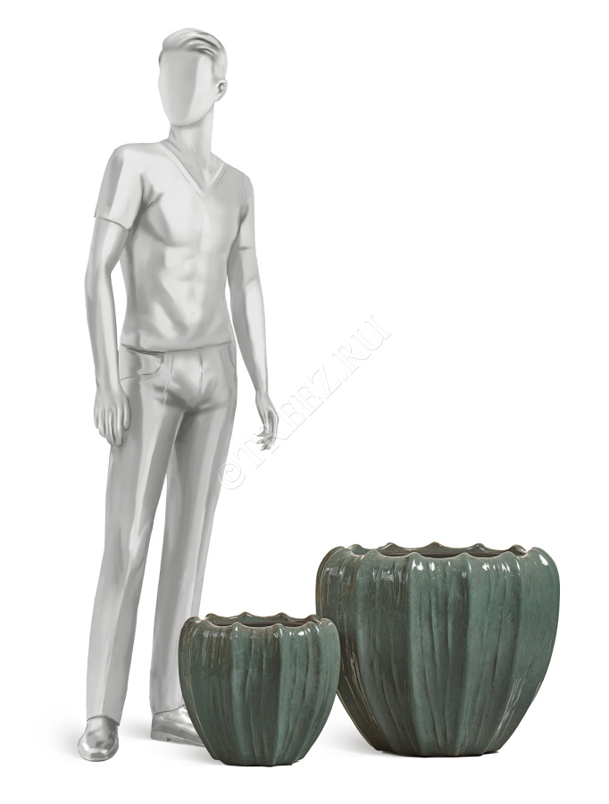 Кашпо TREEZ Effectory - Aura - Чаша - Изумрудный лак фото