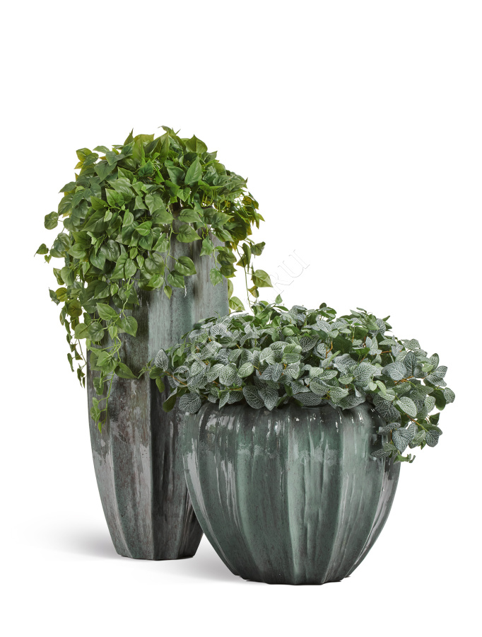 Кашпо TREEZ Effectory - Aura - Чаша - Изумрудный лак фото