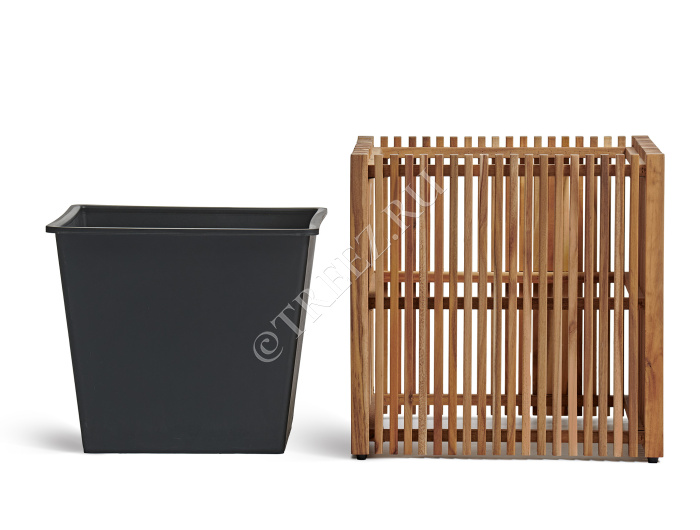 Кашпо TREEZ Effectory - Timberline - Куб - Тёмное дерево фото