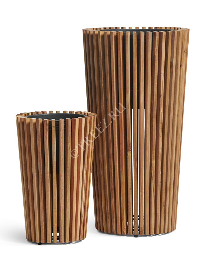 Кашпо TREEZ Effectory - Timberline - Высокий конус - Тёмное дерево фото