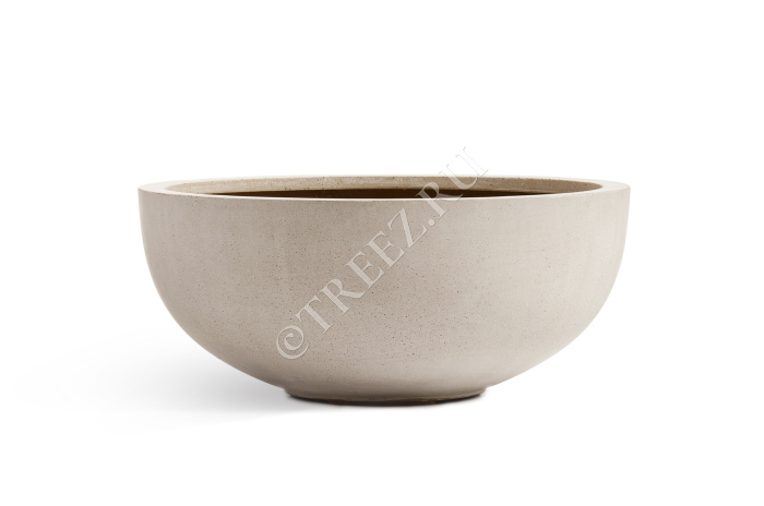 Кашпо TREEZ Effectory - Beton - Низкая сферическая чаша - Белый песок фото