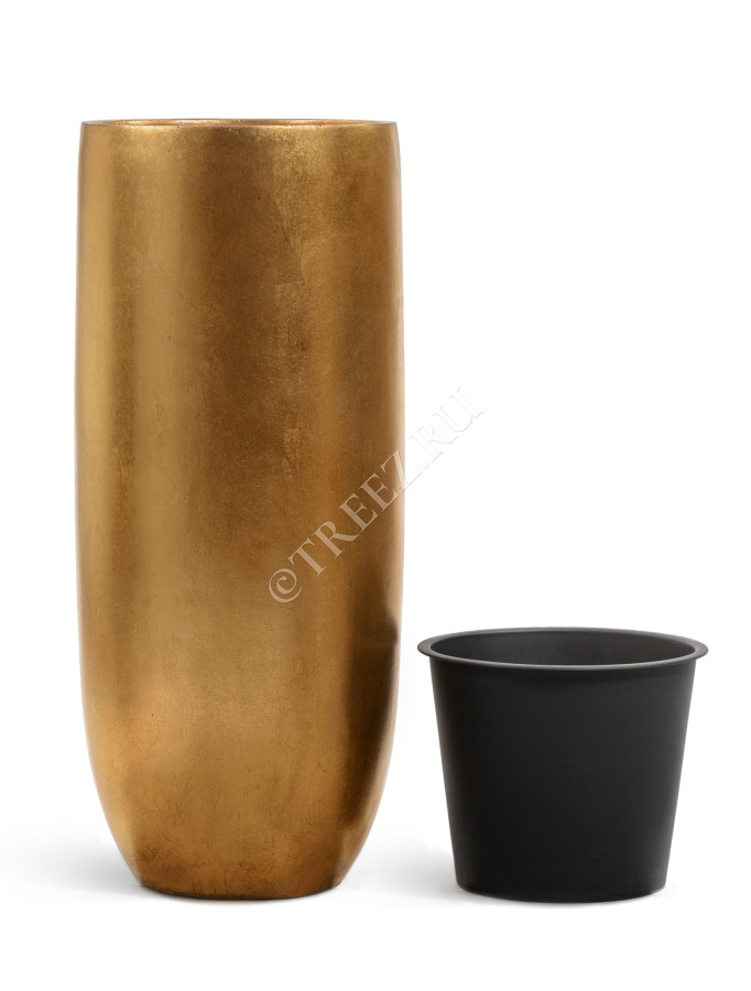 Кашпо TREEZ Effectory - Metal - Высокий округлый конус - Сусальное золото фото