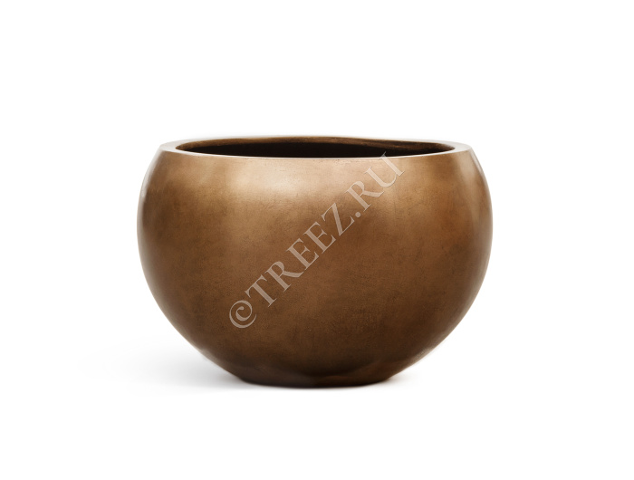 Кашпо TREEZ Effectory - Metal - Полусфера - Тёмное матовое золото фото