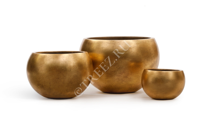 Кашпо TREEZ Effectory - Metal - Полусфера - Сусальное золото фото