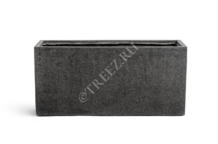 Кашпо TREEZ Effectory - Stone - Низкий прямоугольник - Тёмно-серый камень фото