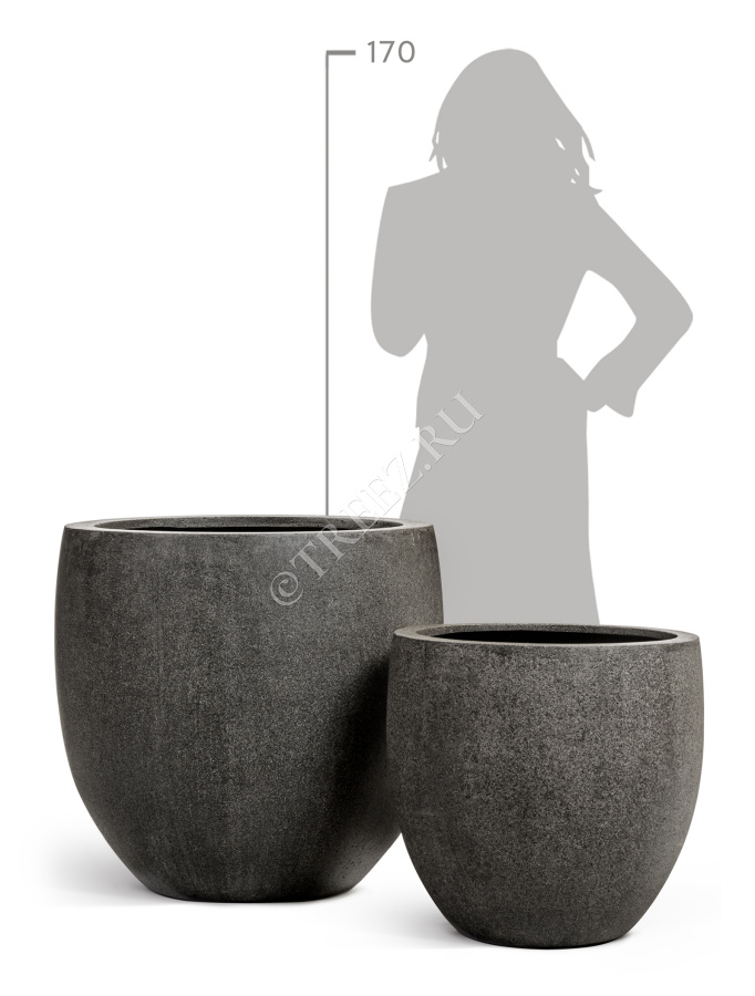 Кашпо TREEZ Effectory - Stone - Большой округлый конус - Тёмно-серый камень фото