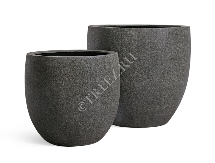 Кашпо TREEZ Effectory - Stone - Большой округлый конус - Тёмно-серый камень фото