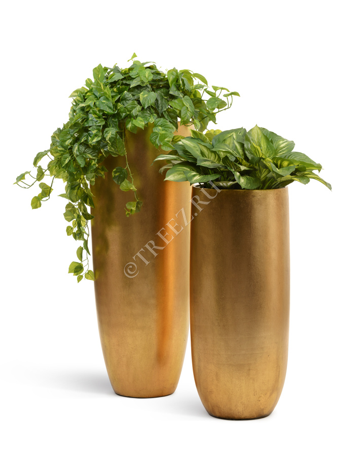 Кашпо TREEZ Effectory - Metal - Высокий конус Giant - Сусальное золото фото