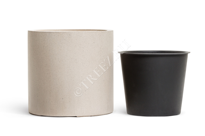 Кашпо TREEZ Effectory - Beton - Цилиндр - Белый песок фото