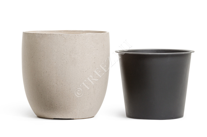 Кашпо TREEZ Effectory - Beton - Округлый конус - Белый песок фото