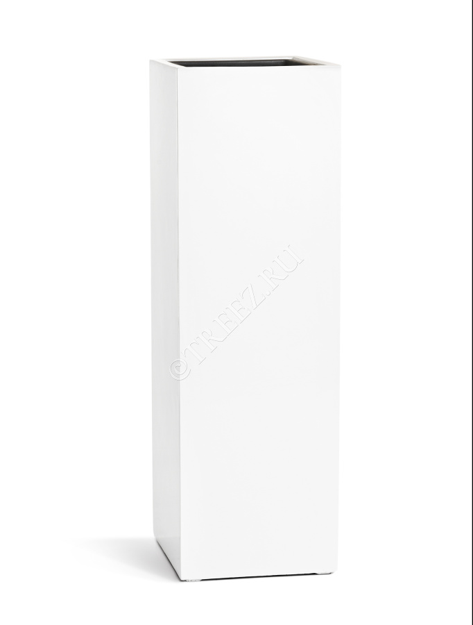 Кашпо TREEZ Effectory - Gloss - Высокий куб - Белый глянцевый лак фото