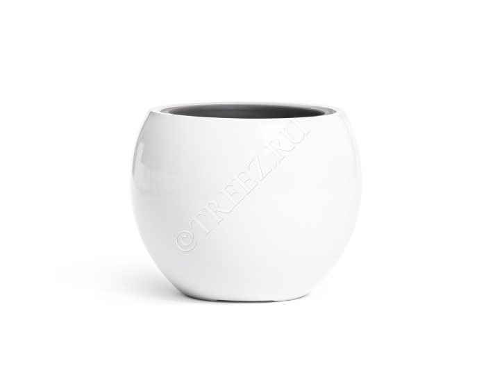 Кашпо TREEZ Effectory - Gloss - Полусфера - Белый глянцевый лак фото