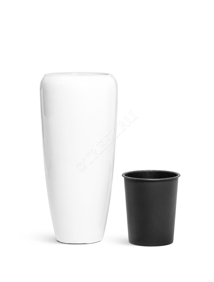 Кашпо TREEZ Effectory - Gloss - Высокий конус Design - Белый глянцевый лак фото