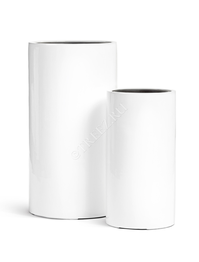 Кашпо TREEZ Effectory - Gloss - Цилиндр высокий- Белый глянцевый лак фото