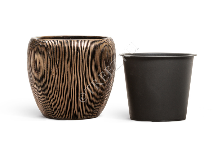Кашпо TREEZ Effectory - Wow - Конус-Чаша - Тёмное матовое золото фото