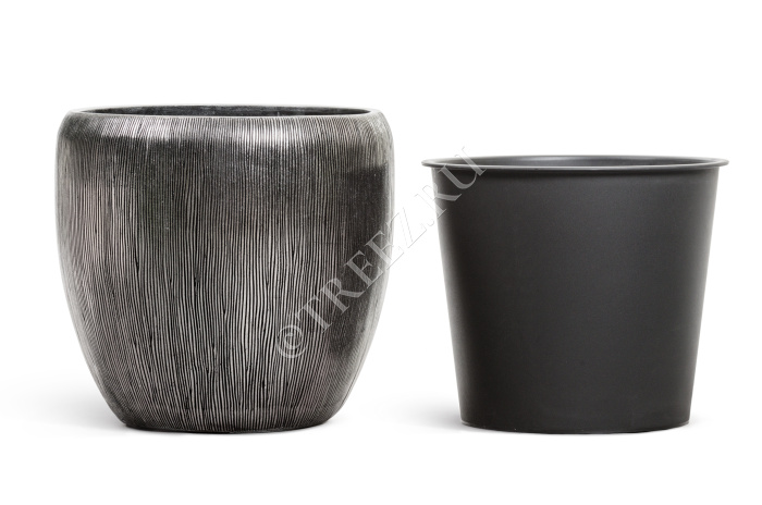 Кашпо TREEZ Effectory - Wow - Конус-Чаша - Стальное серебро фото