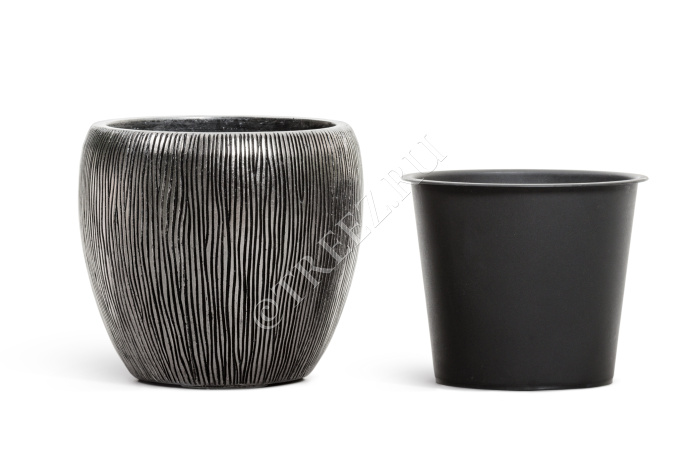 Кашпо TREEZ Effectory - Wow - Конус-Чаша - Стальное серебро фото