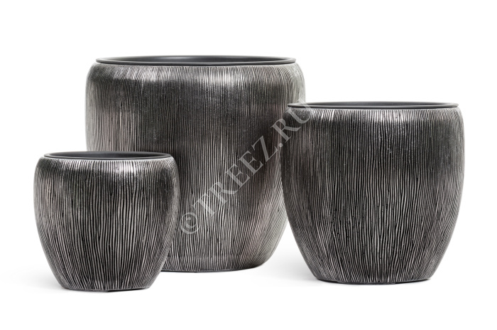 Кашпо TREEZ Effectory - Wow - Конус-Чаша - Стальное серебро фото