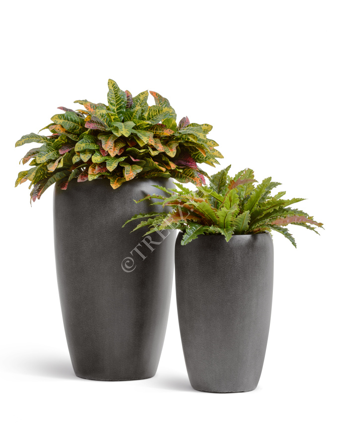 Кашпо TREEZ Effectory - Beton - Высокий округлый конус - Тёмно-серый бетон фото