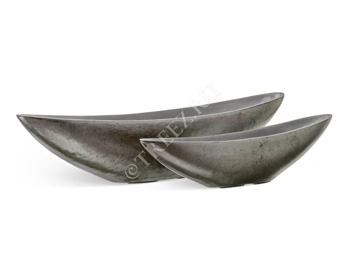 Кашпо TREEZ Effectory - Metal - Ваза-Лодка (2 размера) - Стальное серебро фото