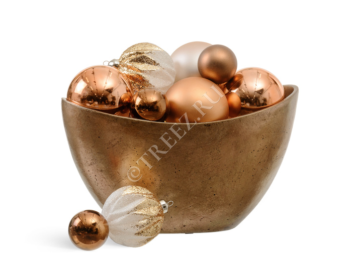 Кашпо TREEZ Effectory - Metal - Ваза-Лодка малая - Тёмное-матовое золото фото