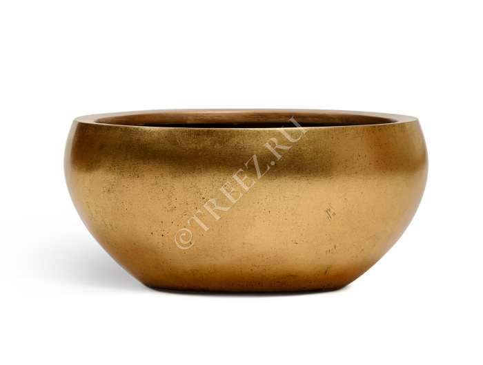 Кашпо TREEZ Effectory - Metal - Низкая полусфера - Сусальное золото фото