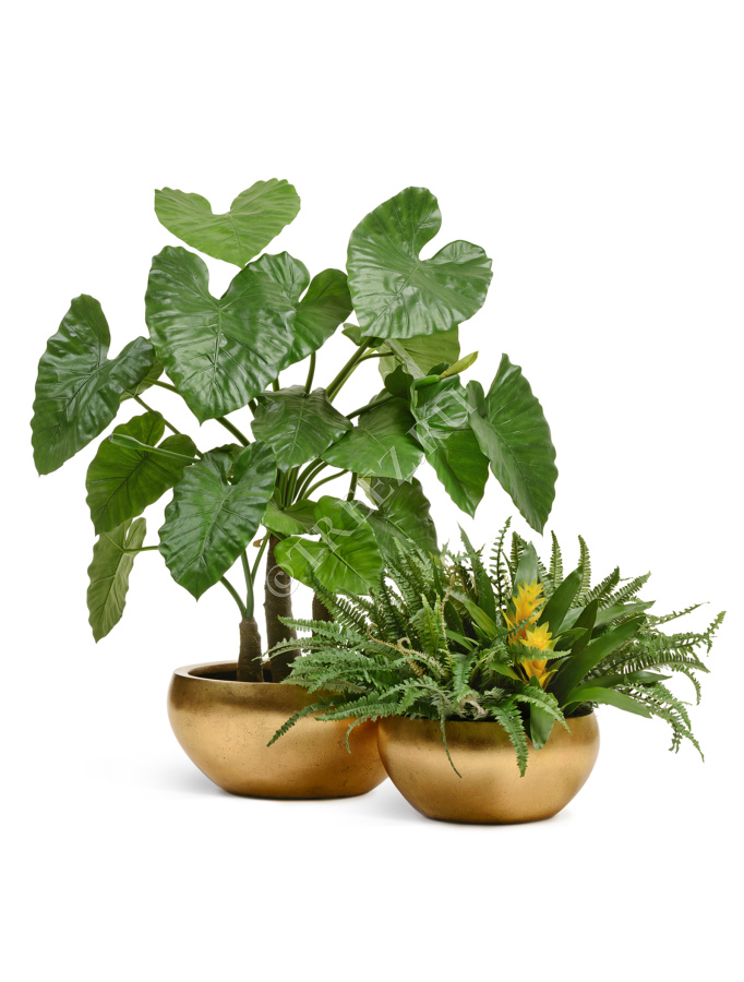 Кашпо TREEZ Effectory - Metal - Низкая полусфера - Сусальное золото фото