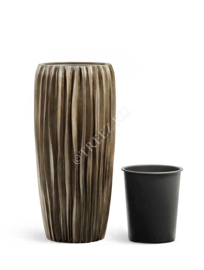 Кашпо TREEZ Effectory - Metal - Высокий конус Design Wave - Чернёная бронза фото