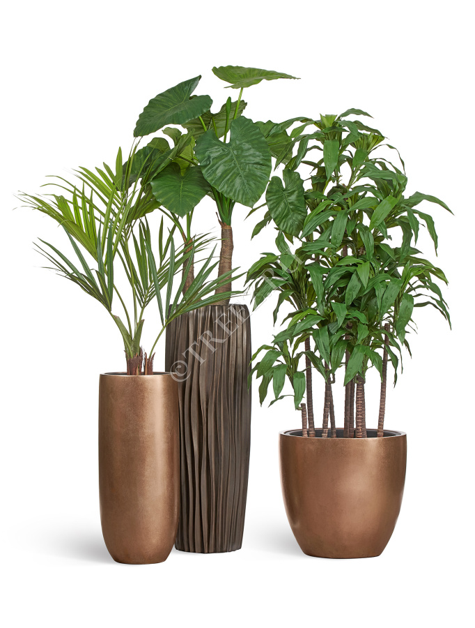 Кашпо TREEZ Effectory - Metal - Высокий конус Design Wave - Чернёная бронза фото