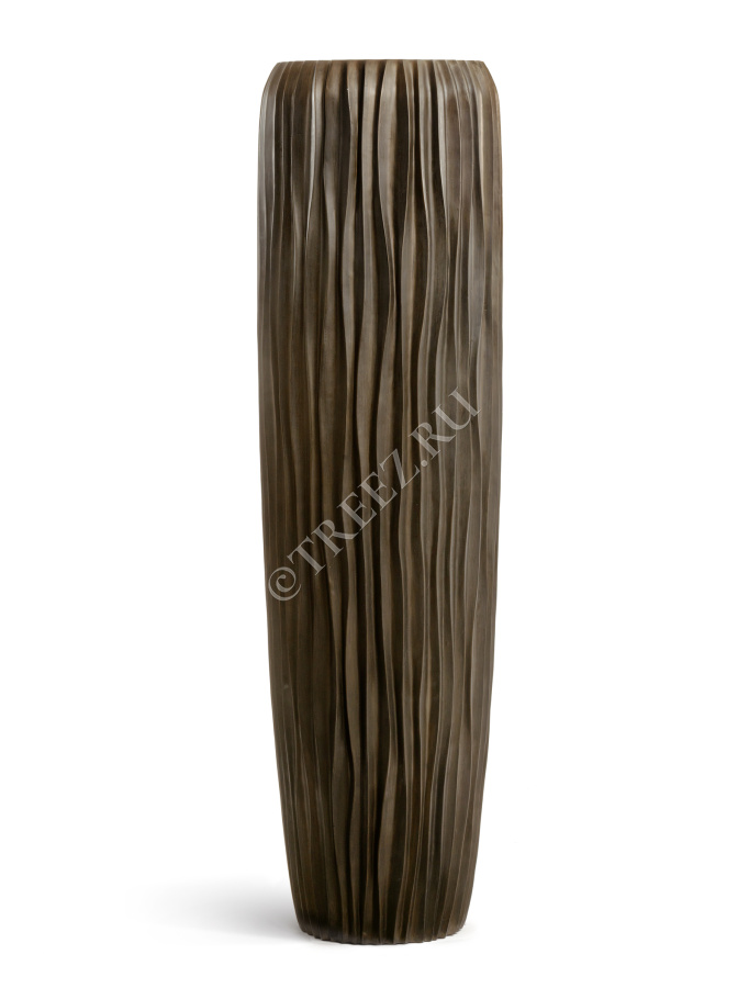 Кашпо TREEZ Effectory - Metal - Высокий конус Giant Design Wave - Чернёная бронза фото