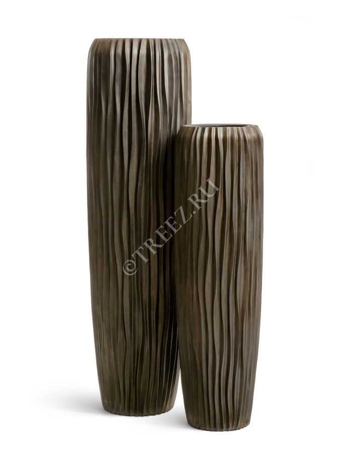 Кашпо TREEZ Effectory - Metal - Высокий конус Giant Design Wave - Чернёная бронза фото
